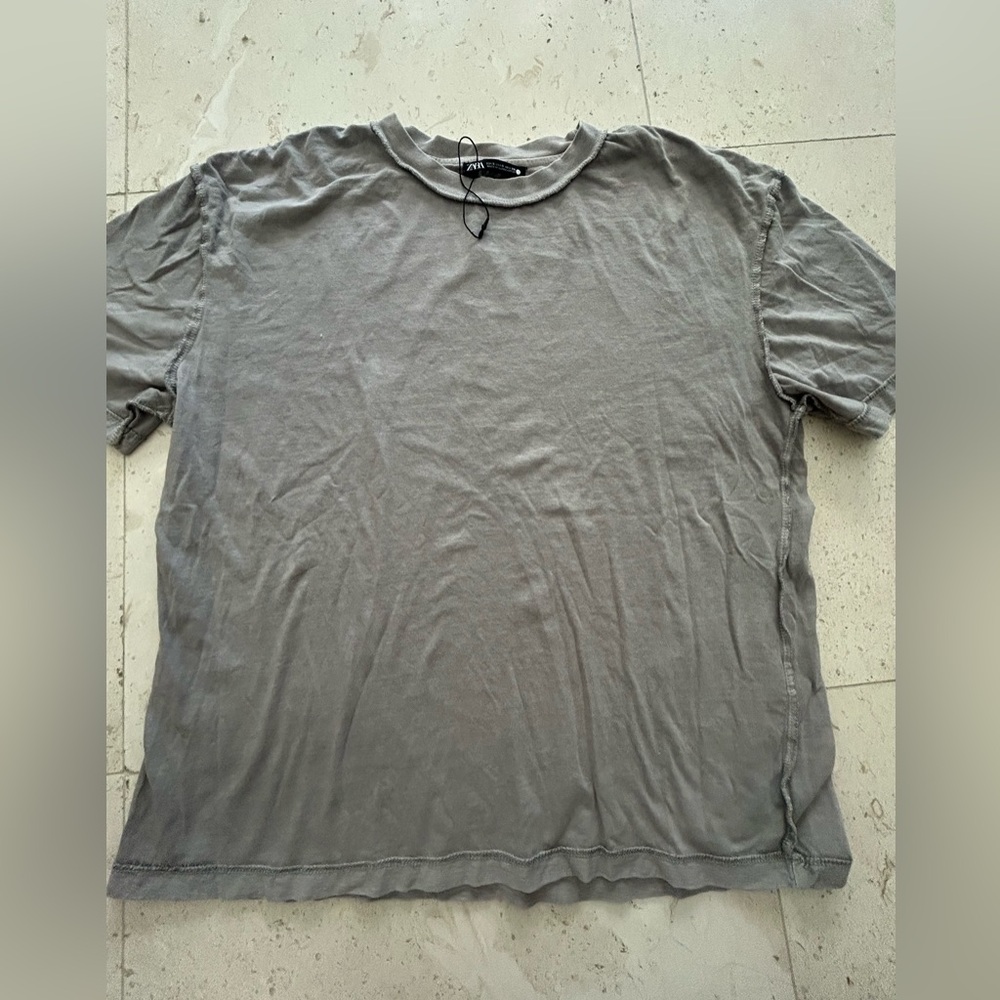 Zara Women’s Gray Inside out look Baggy T-Shirt